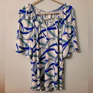 Plus size vintage colorful women wide sleeve top